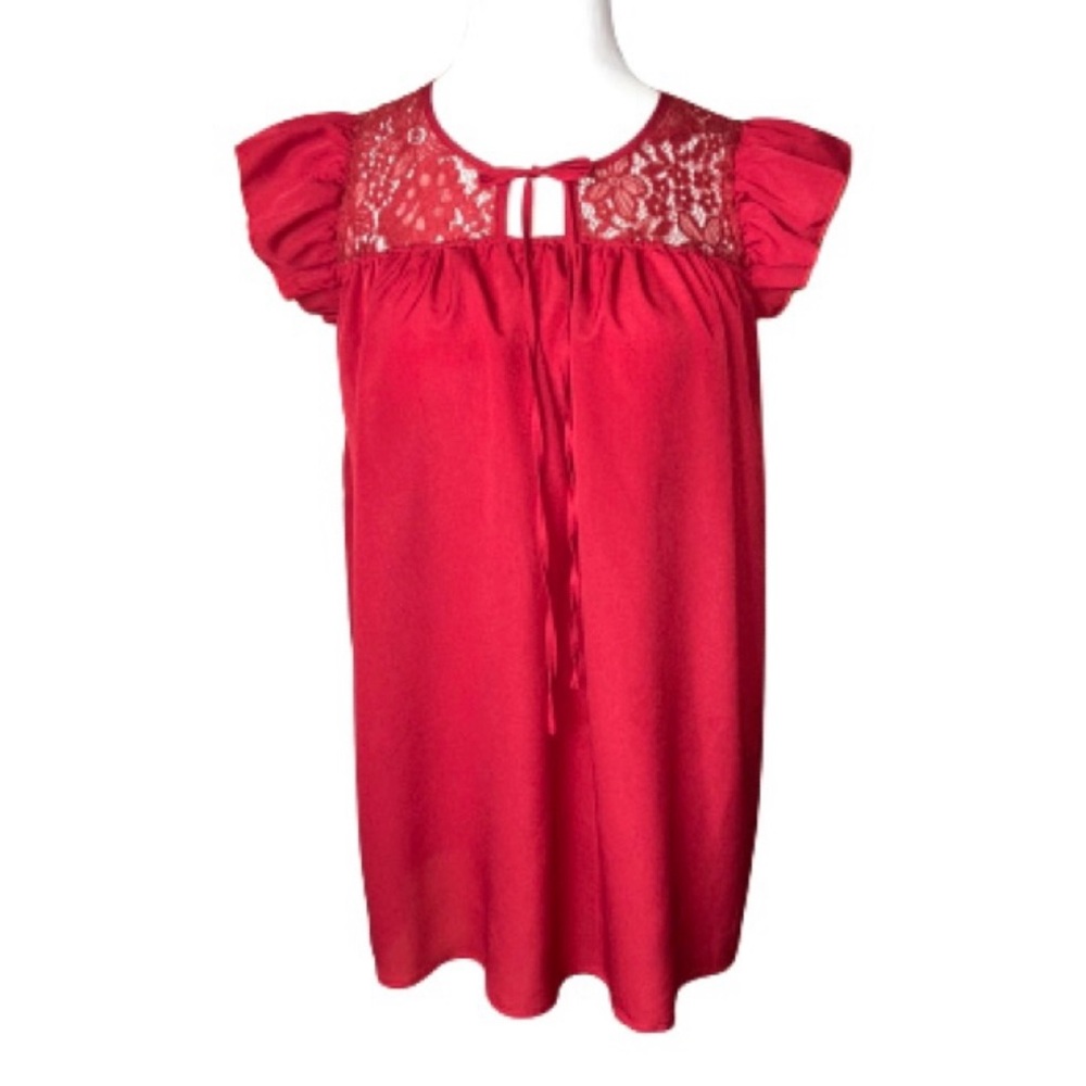 SHEIN Women’s Red Lace Flowy Top Size Small